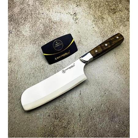 El Yapımı Özel Üretim Kök Ceviz Kabzeli Nakiri Profesyonel (chef) Şef Aşçı Bıçağı Kod:ckr441-02 - Çakıroğlu