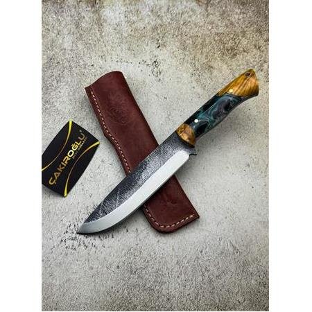 El Yapımı Özel Üretim Dövme Çelik Epoksi Hibrit Kabzeli Bushcraft Avcı Av Kamp Bıçağı Kod:ckr544-02 - Çakıroğlu