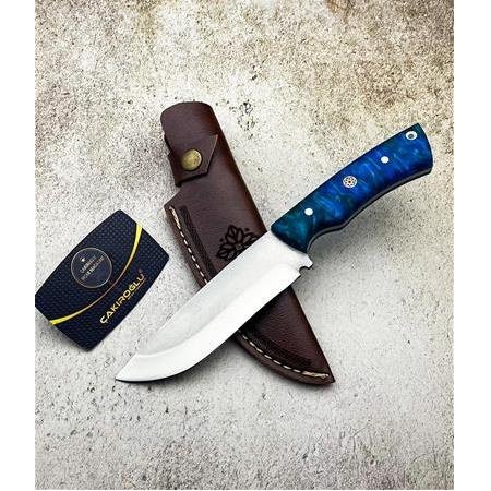 El Yapımı Yerli Üretim Epoksi Kehribar Kabzeli Bushcraft Avcı Av Kamp Bıçağı Kod:ckr553/02 - Çakıroğlu