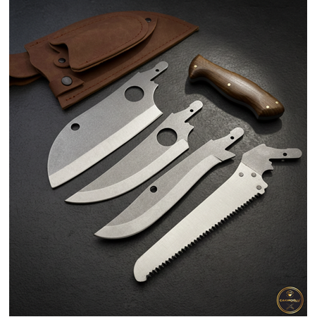 El Yapımı Yerli Üretim Tek Deri Kılıfta 4’ü Bir Arada Testere Modelli Sök Tak Av Kamp Seti Ckr744-02 - Çakıroğlu