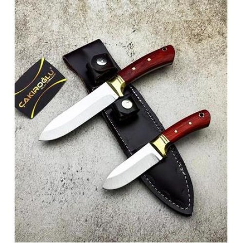 El Yapımı Yerli Üretim Bushcraft Model Ahşap Kabzeli Baba Oğul Av Kamp Bıçağı Kod:ckr583/05 - Çakıroğlu