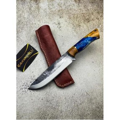 El Yapımı Özel Üretim Dövme Çelik Epoksi Hibrit Kabzeli Bushcraft Avcı Av Kamp Bıçağı Kod:ckr544-04 - Çakıroğlu